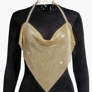 Shiny CZ Rhinestone Halter Backless Body Jewelry